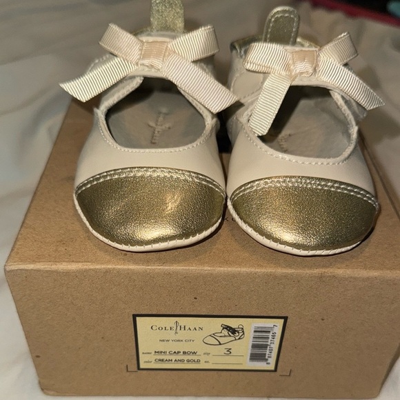 Cole Haan Gold and Cream Crib Shoes - Picture 4 of 5